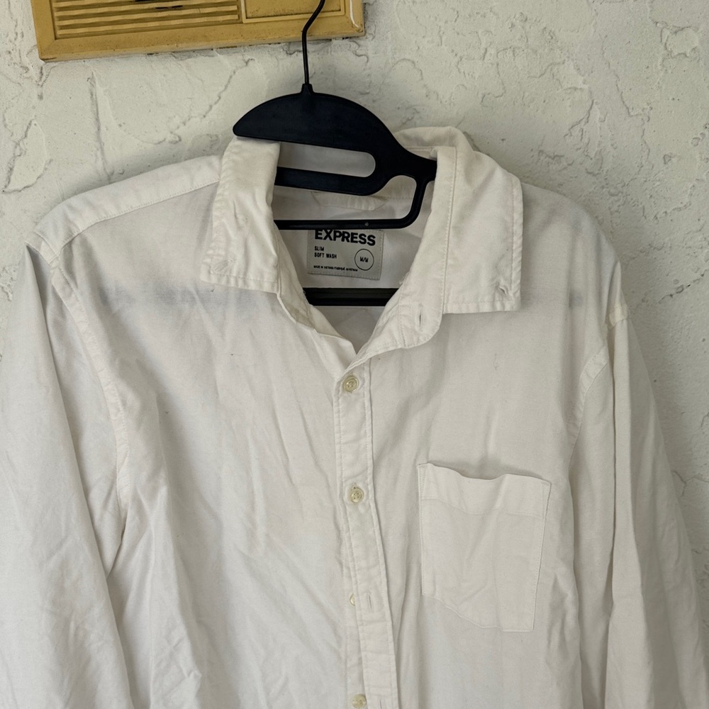 Express Men's Classic White Button-Down Shirt
